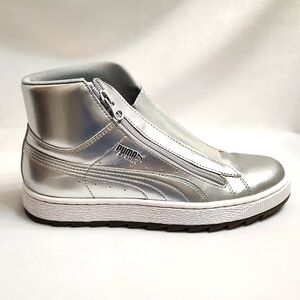 Puma Basket Metallic Silver Hightop Sneakers (W Size 7)